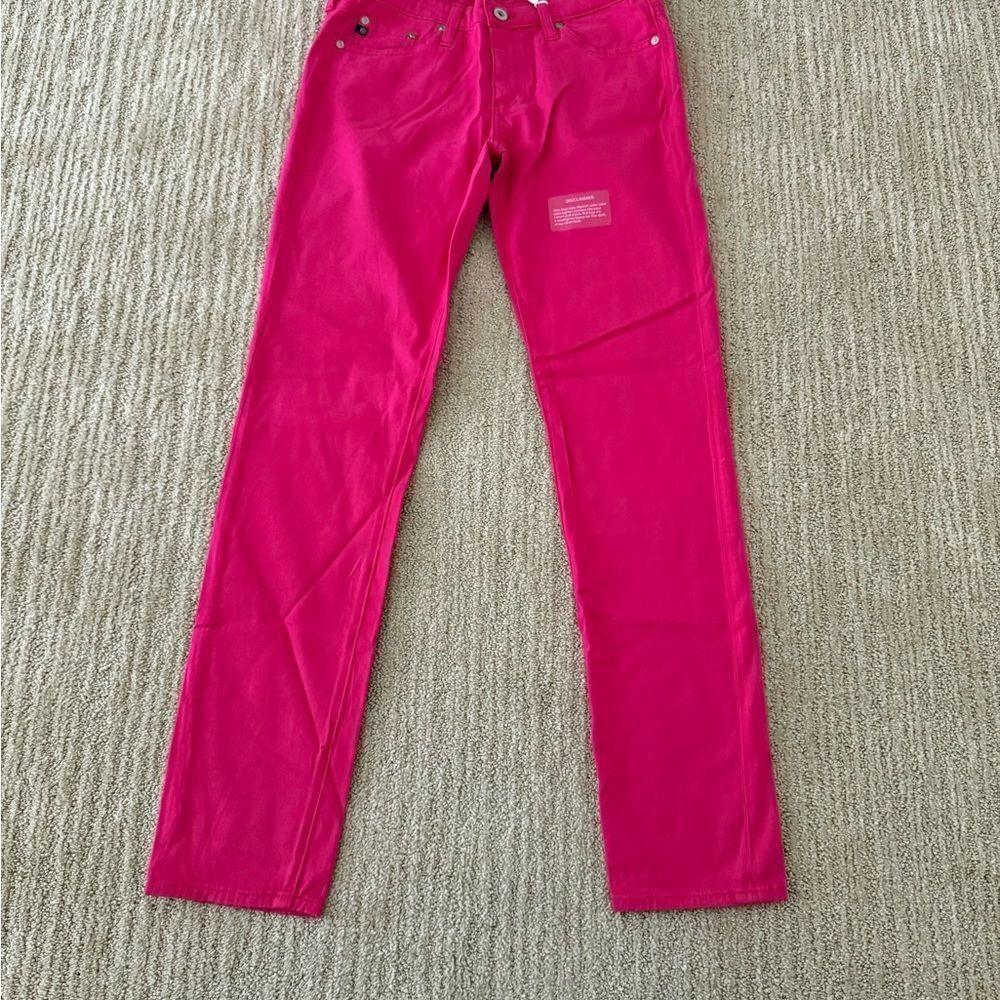 AG Adriano Goldschmied The Stilt Cigarette Leg Bright Pink Jeans - Picture 2 of 7